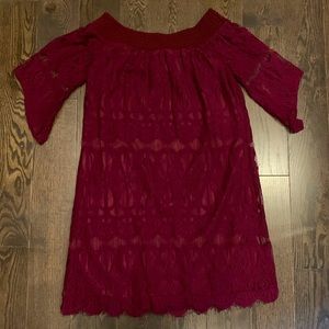 Maroon Lace Dress